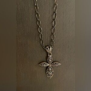 Multi Colour Long Cross Pendant Necklace
